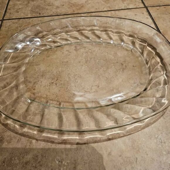 Large Clear Glass Serving Platter 18' X 15" Turkey Serving Platter - Picture 2 of 4